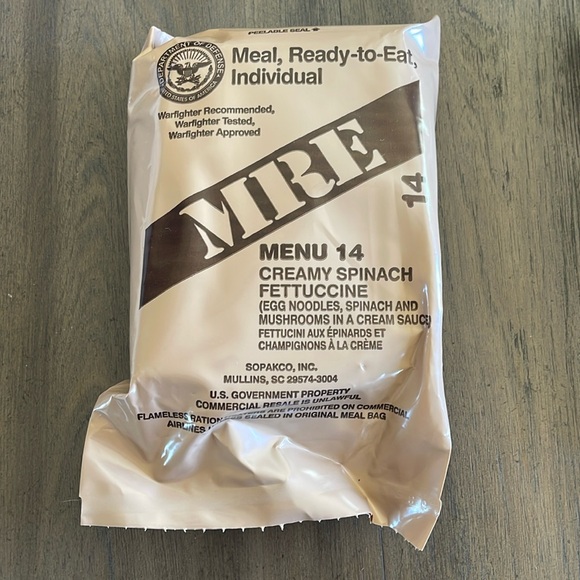 MRE SURVIVAL MEAL PREP OUTDOOR MENU 14 CREAMY SPINACH FETTUCCINE - Picture 1 of 1